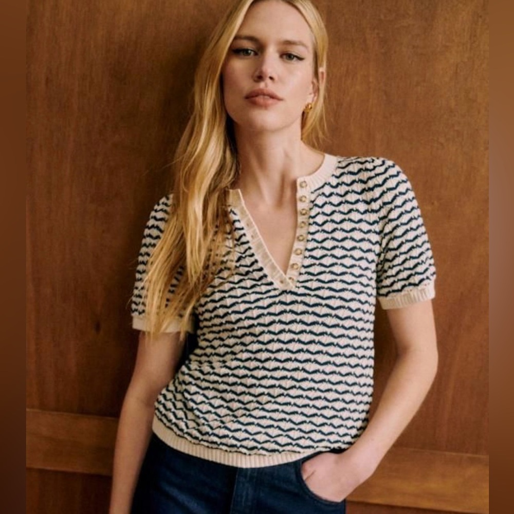 NWT | Sézane | Maille Mae | Ecru/Marine | XS